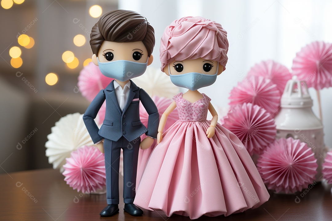 Casal de bonecos em miniatura apaixonados na estrada