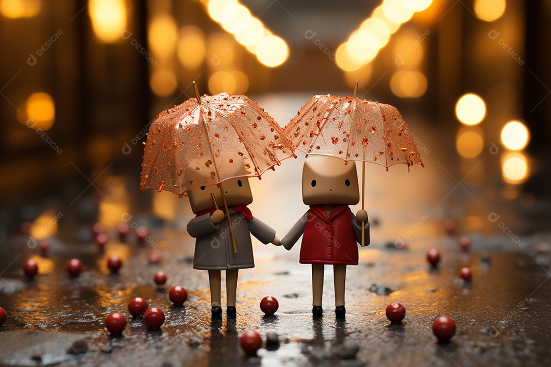 Casal de bonecos em miniatura apaixonados na estrada