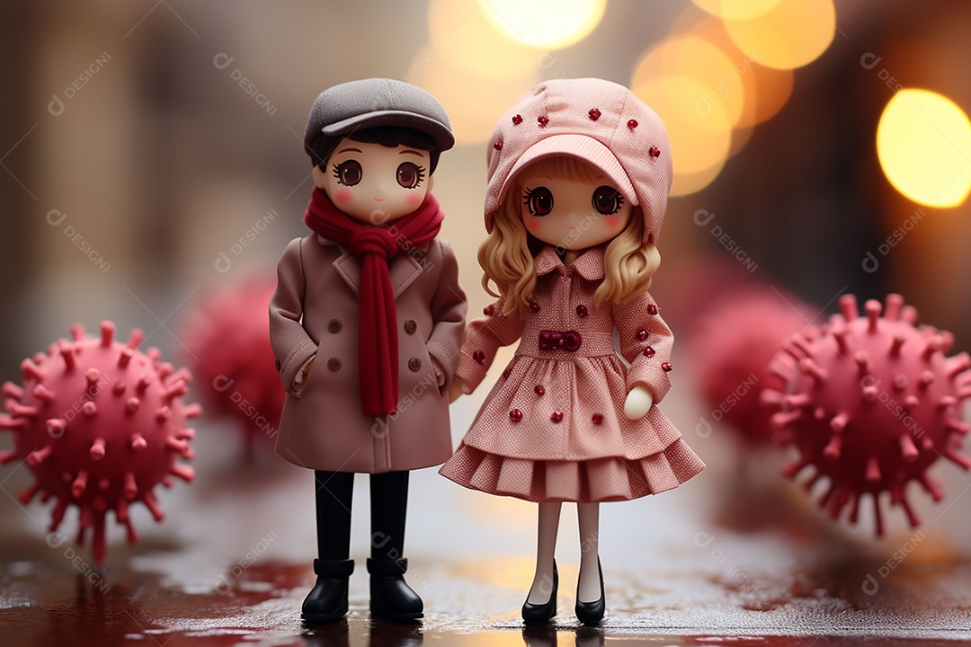 Casal de bonecos em miniatura apaixonados na estrada