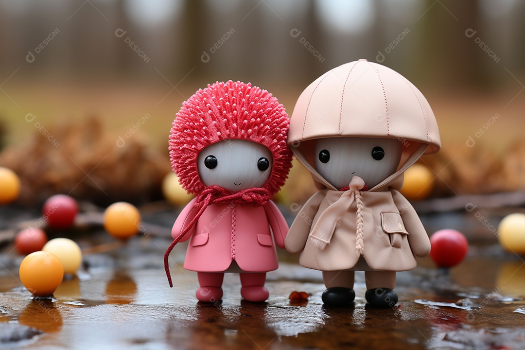 Casal de bonecos em miniatura apaixonados na estrada