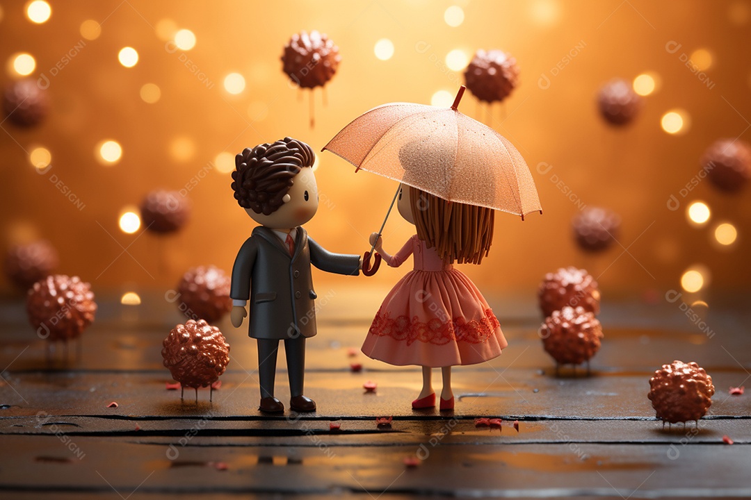 Casal de bonecos em miniatura apaixonados na estrada