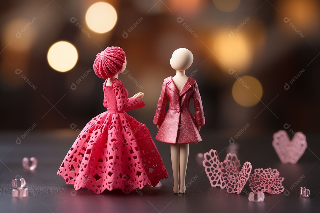 Casal de bonecos em miniatura apaixonados na estrada