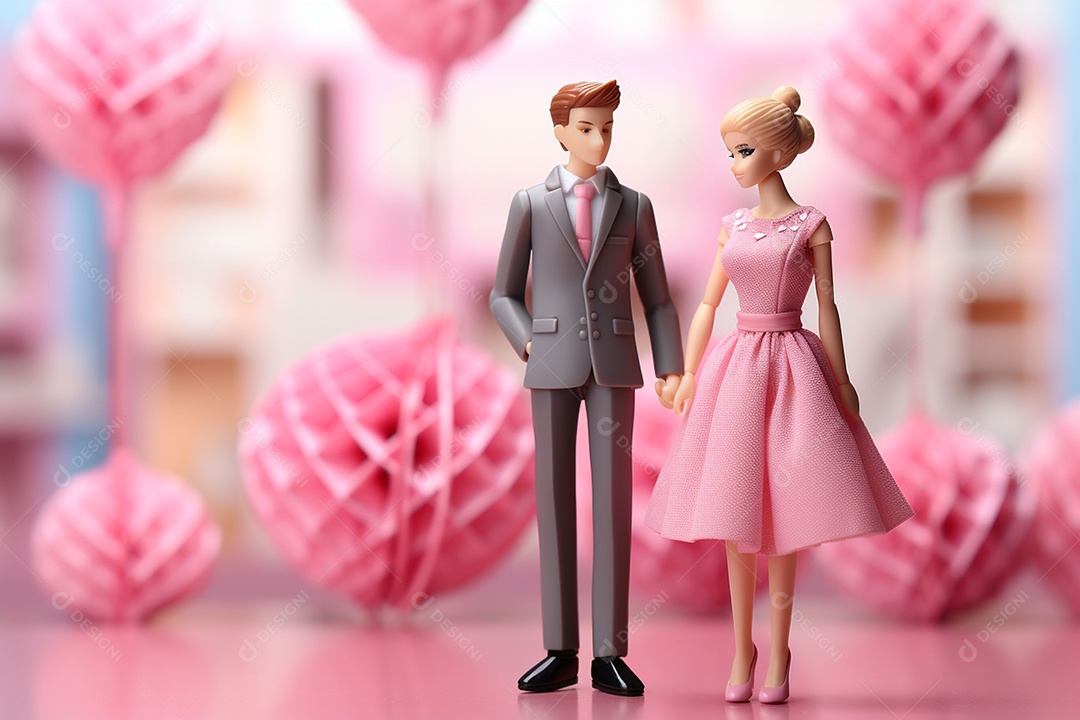 Casal de bonecos em miniatura apaixonados na estrada