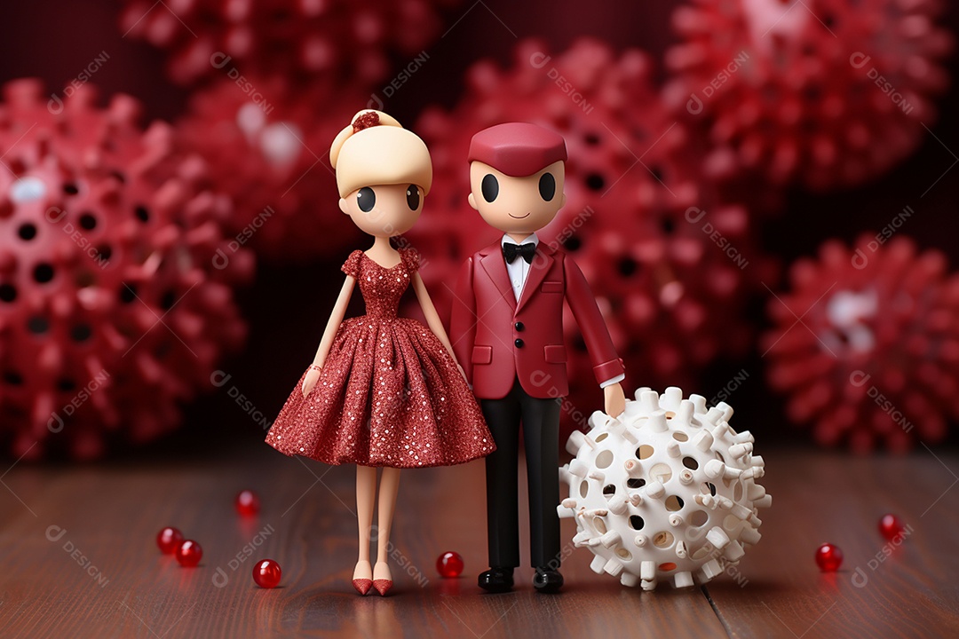 Casal de bonecos em miniatura apaixonados na estrada