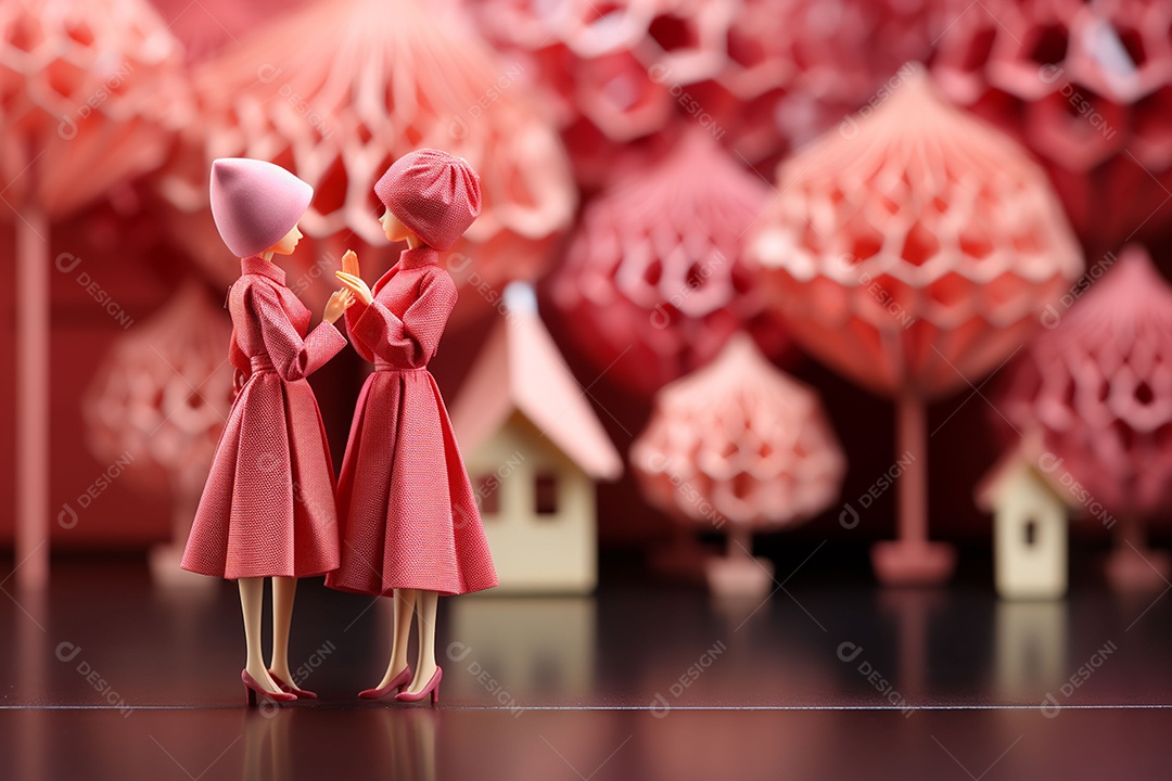 Casal de bonecos em miniatura apaixonados na estrada