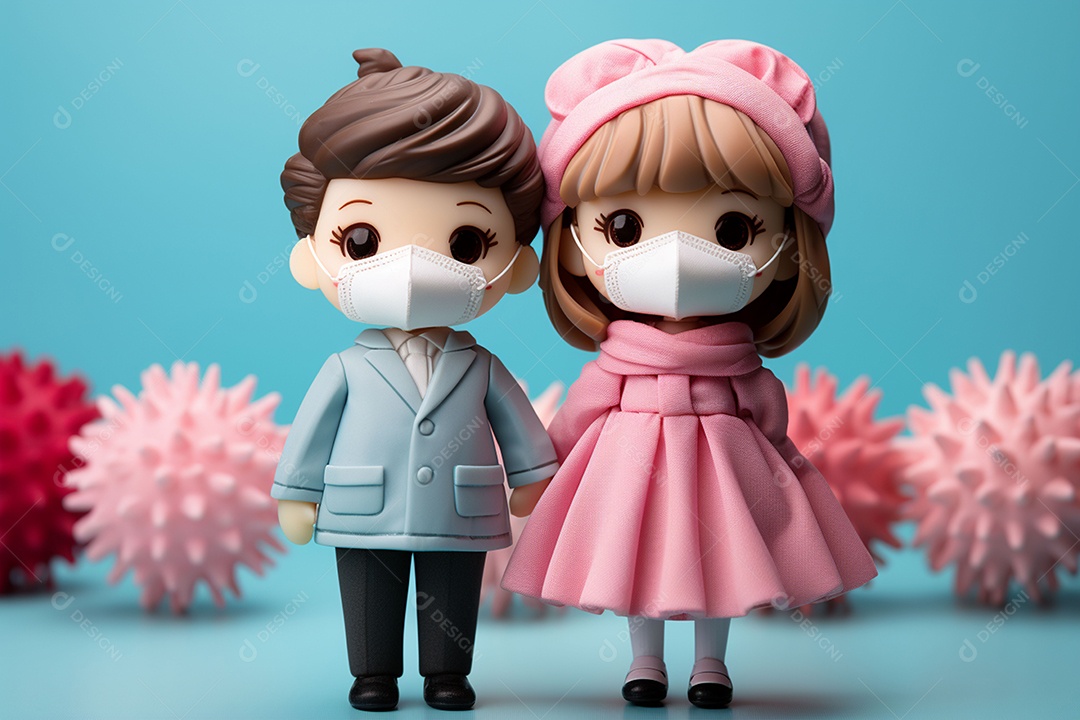 Casal de bonecos em miniatura apaixonados na estrada