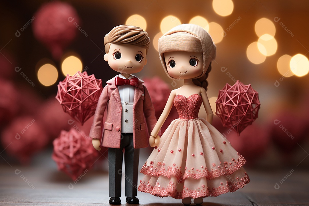 Casal de bonecos em miniatura apaixonados na estrada