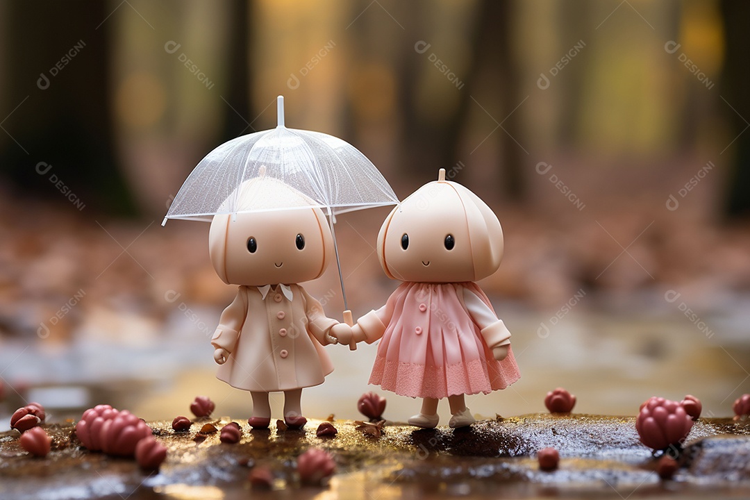 Casal de bonecos em miniatura apaixonados na estrada