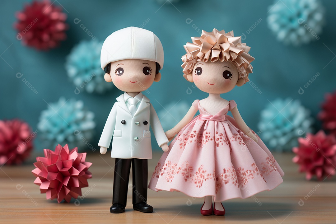 Casal de bonecos em miniatura apaixonados na estrada