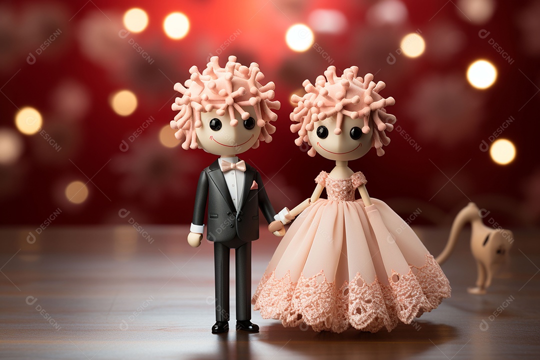 Casal de bonecos em miniatura apaixonados na estrada