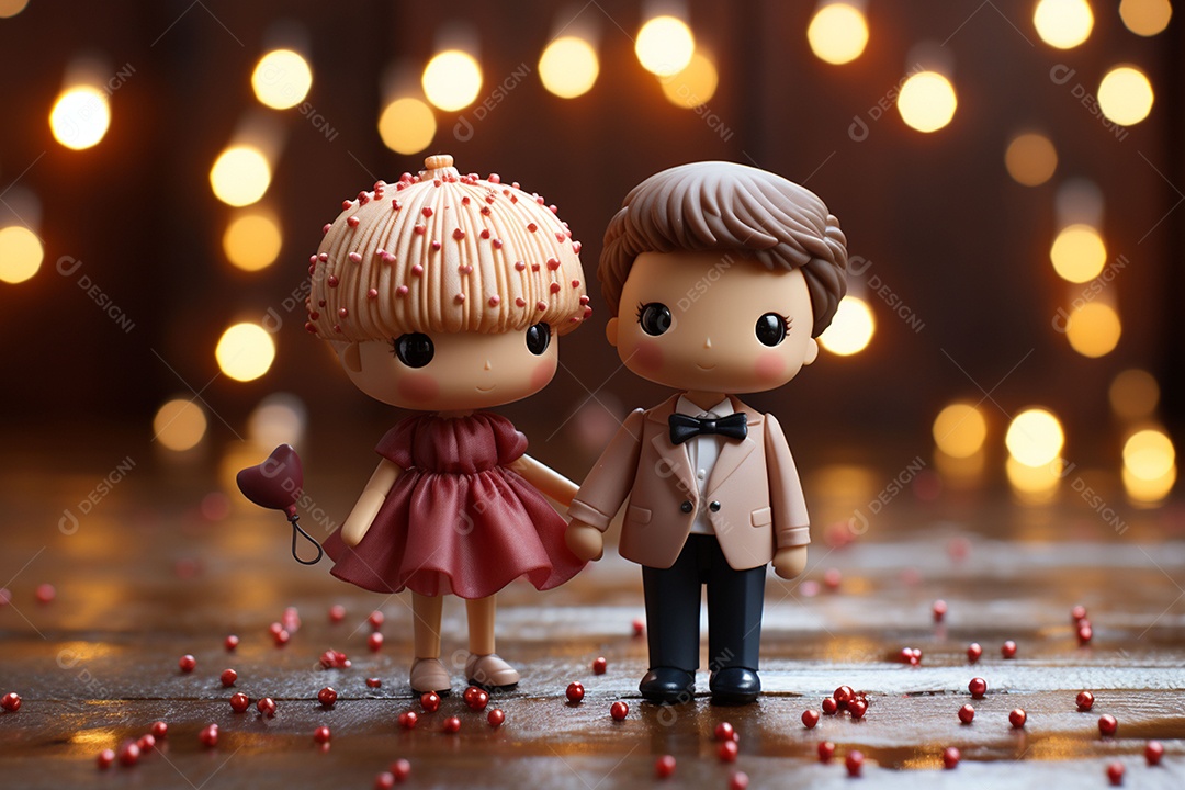 Casal de bonecos em miniatura apaixonados na estrada