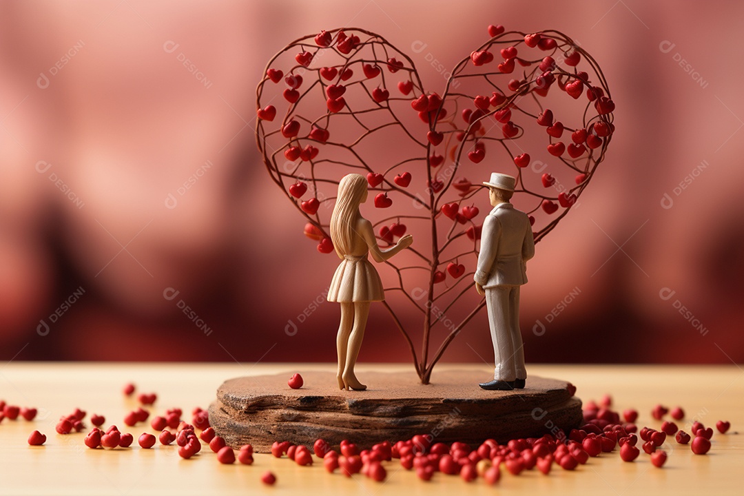 Casal de bonecos em miniatura apaixonados na estrada