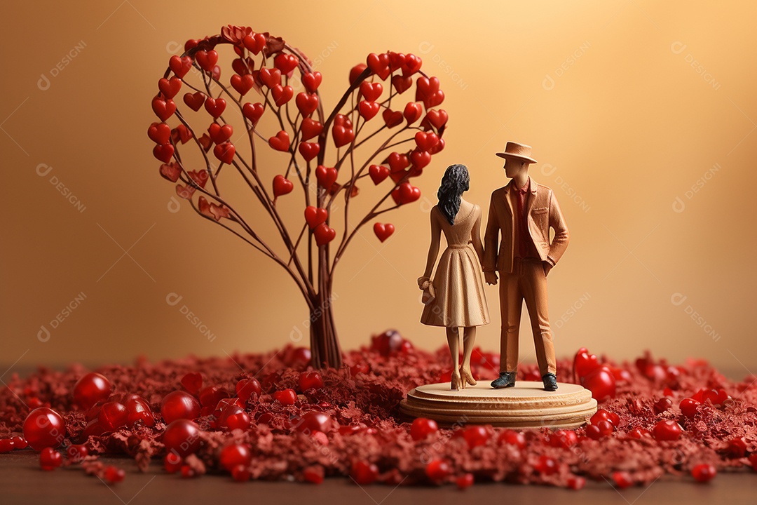 Casal de bonecos em miniatura apaixonados na estrada