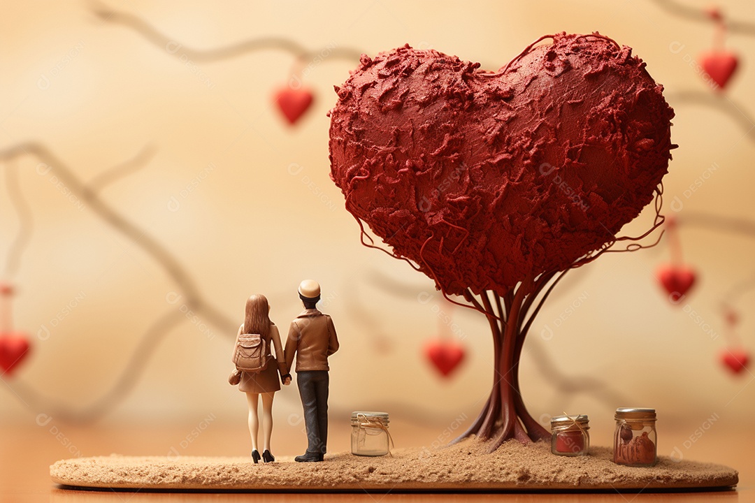 Casal de bonecos em miniatura apaixonados na estrada