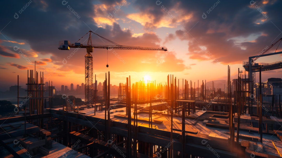 Construção de canteiro de obras.