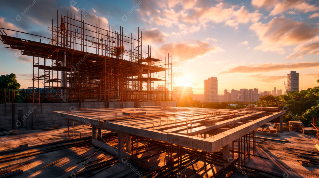 Construção de canteiro de obras.
