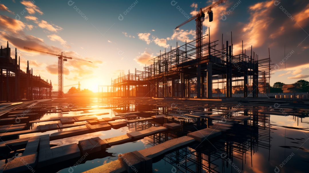 Construção de canteiro de obras.