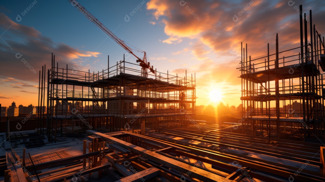 Construção de canteiro de obras.