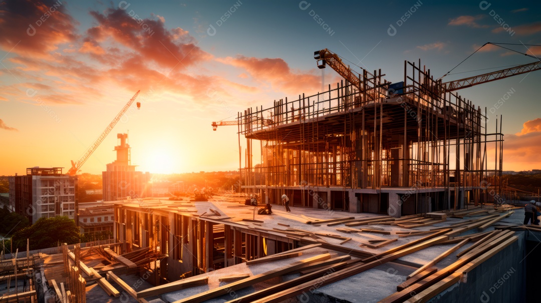 Construção de canteiro de obras.