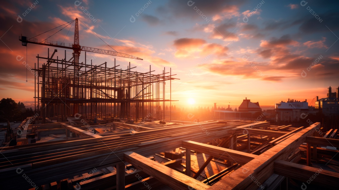 Construção de canteiro de obras.