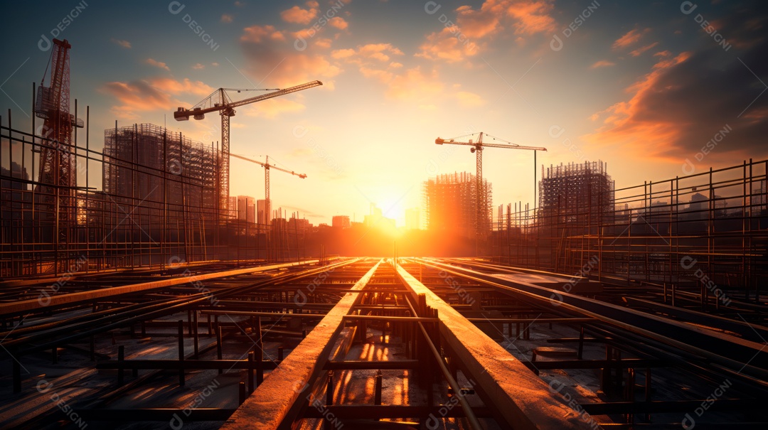 Construção de canteiro de obras.