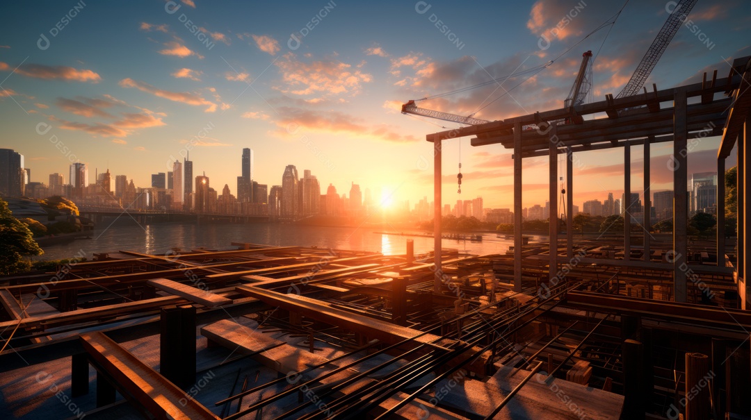 Construção de canteiro de obras.
