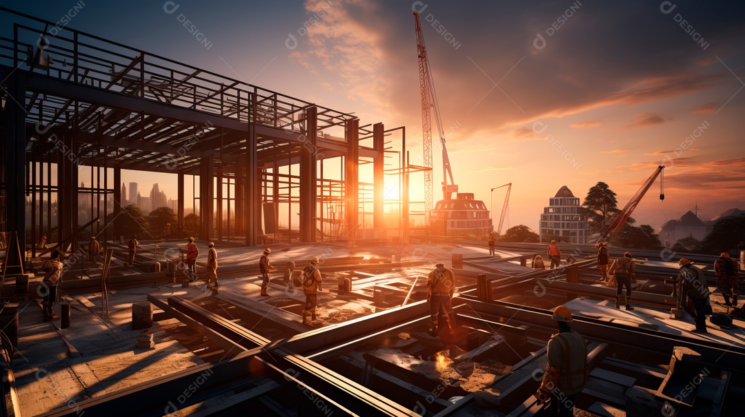 Construção de canteiro de obras.