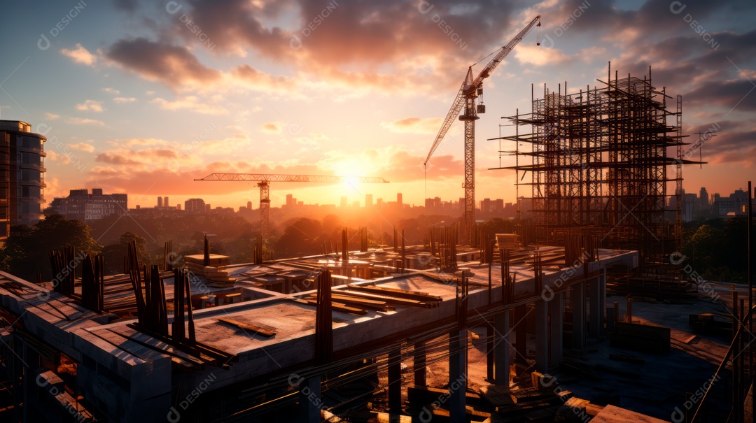 Construção de canteiro de obras.