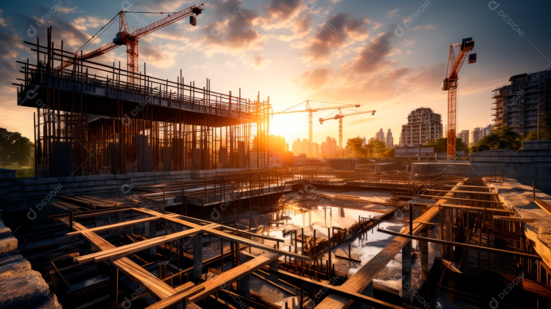 Construção de canteiro de obras.
