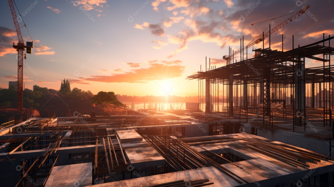 Construção de canteiro de obras.