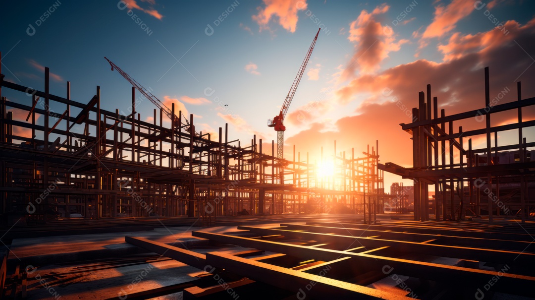 Construção de canteiro de obras.