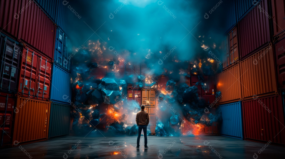 Técnico de engenharia observando equipe de trabalhadores em plataforma de aço de alta qualidade criada por IA generativa realista (32).