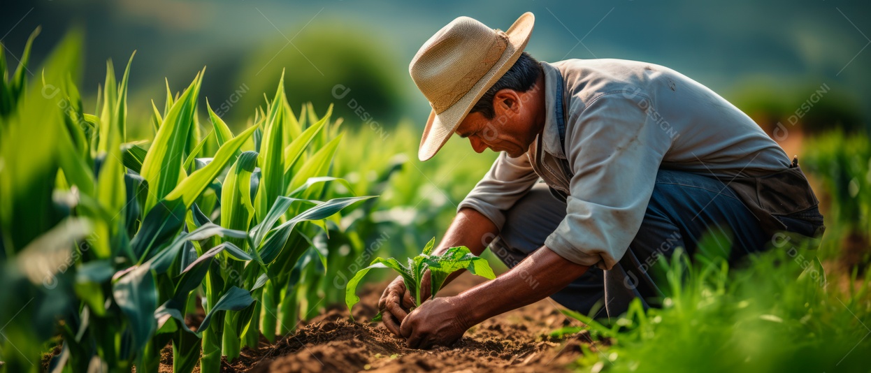 Mãos de pessoas cuidando da colheita de milho.