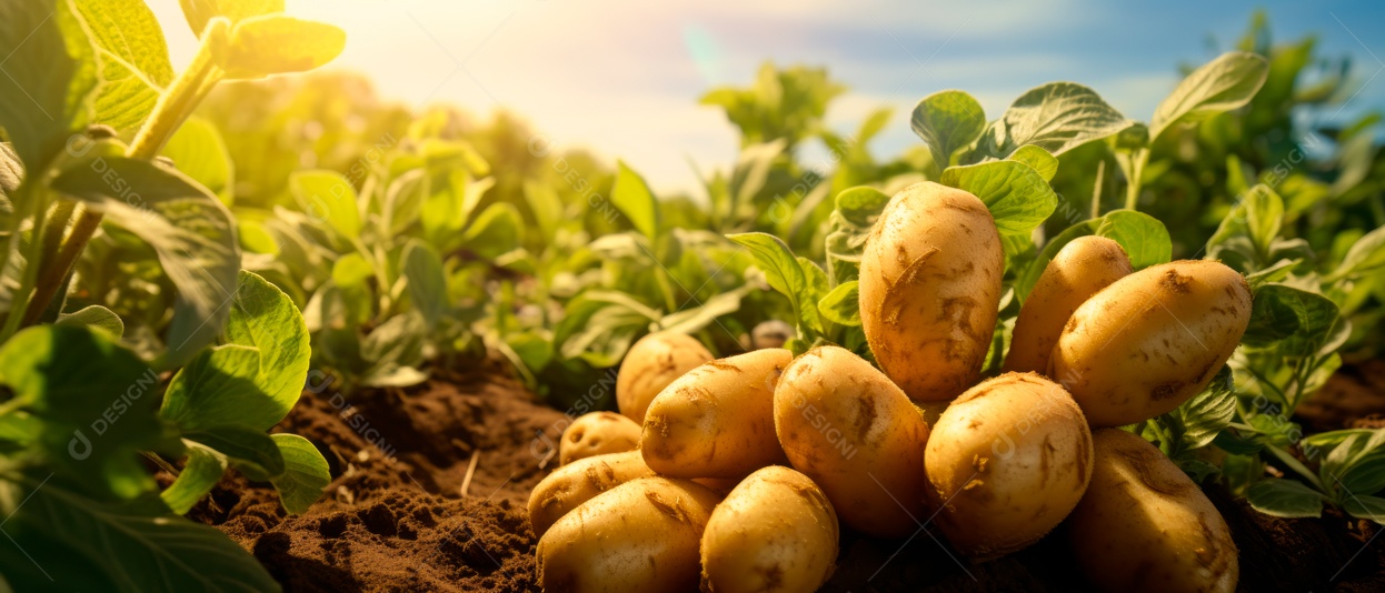 Mãos de pessoas cuidando da colheita de batata.