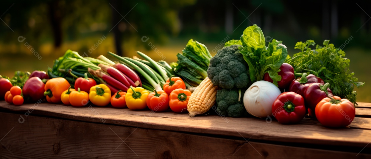 Pilha de vários produtos vegetais da fazenda.