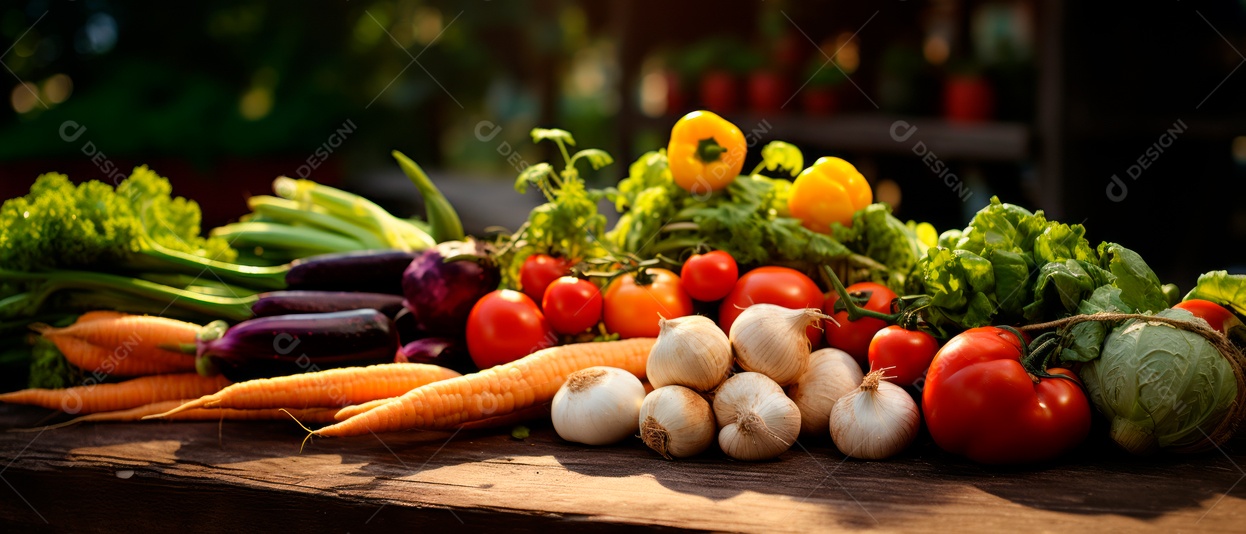 Pilha de vários produtos vegetais da fazenda.
