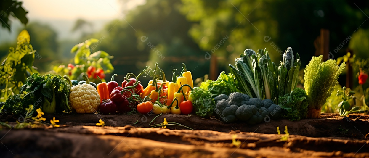 Pilha de vários produtos vegetais da fazenda.