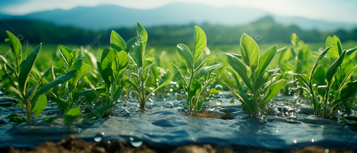 Cuidando de regar vegetais com um aspersor.