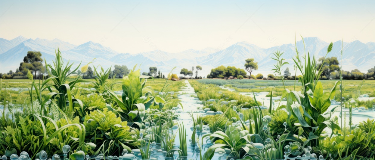 Cuidando de regar vegetais com um aspersor.