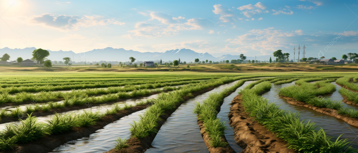 Cuidando de regar vegetais com um aspersor.