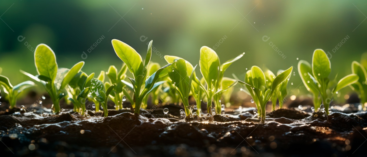 Cuidando de regar vegetais com um aspersor.