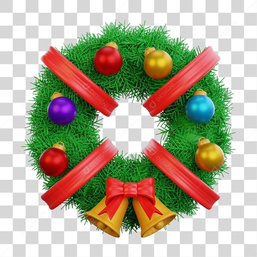 Elemento 3D Guirlanda de Natal Feliz Natal PNG Transparente