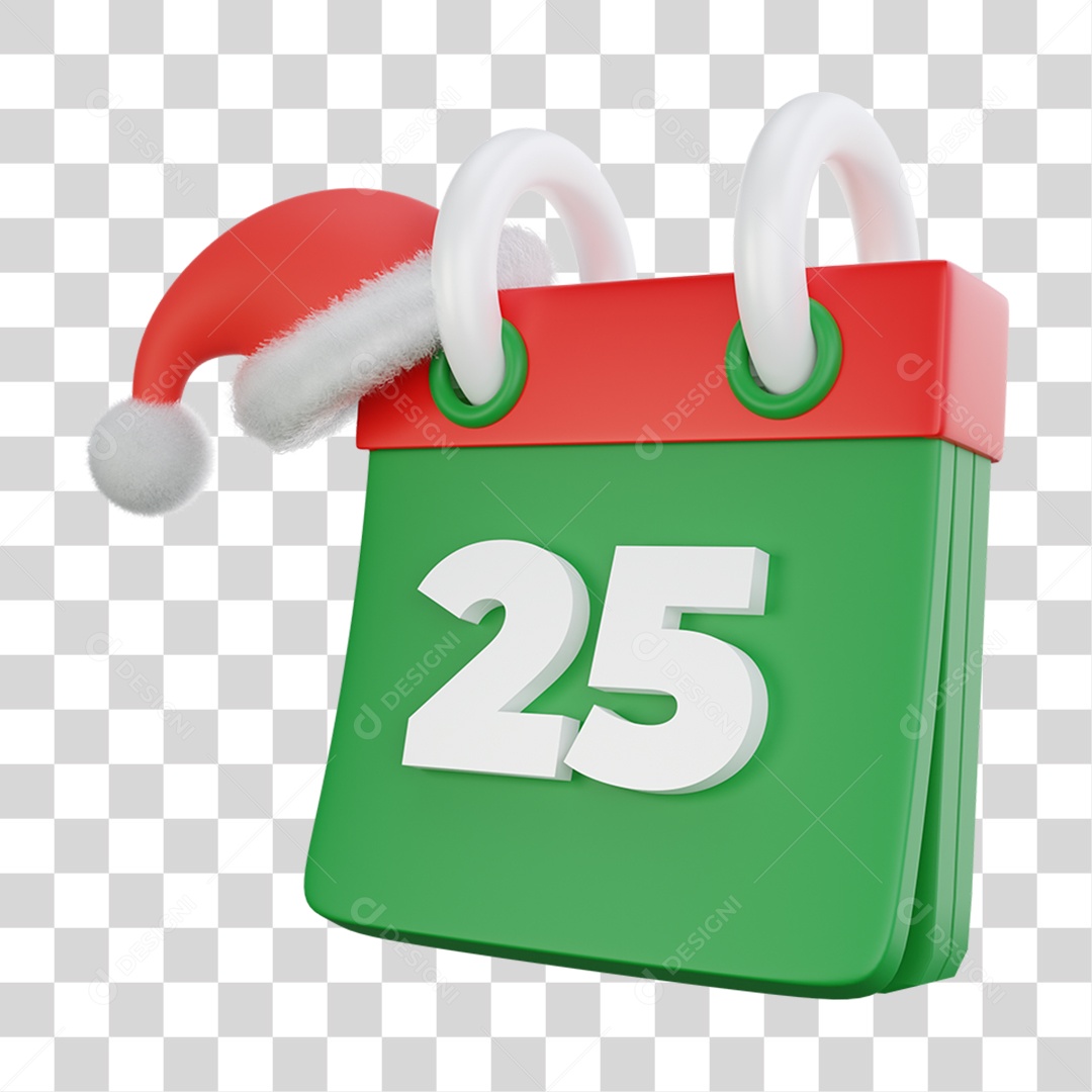 Elemento 3D Calendário de Natal  Dia 25 Feliz Natal PNG Transparente
