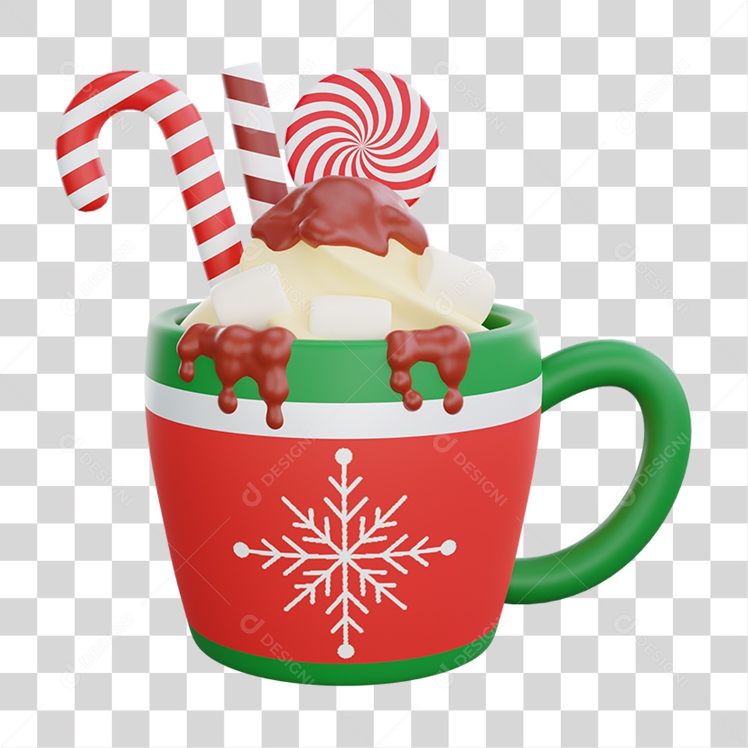 Elemento 3D Caneca de Natal Feliz Natal PNG Transparente