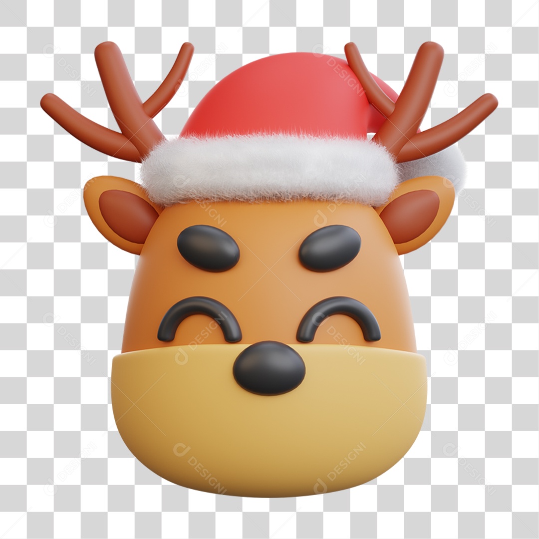 Elemento 3D Rena e Natal Feliz Natal PNG Transparente