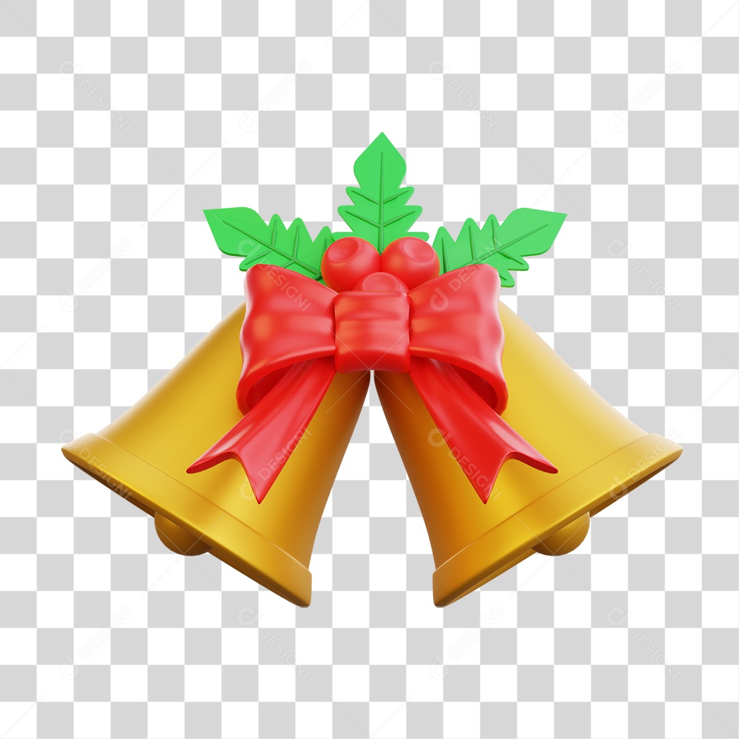 Elemento 3D Sinos de Natal Feliz Natal PNG Transparente