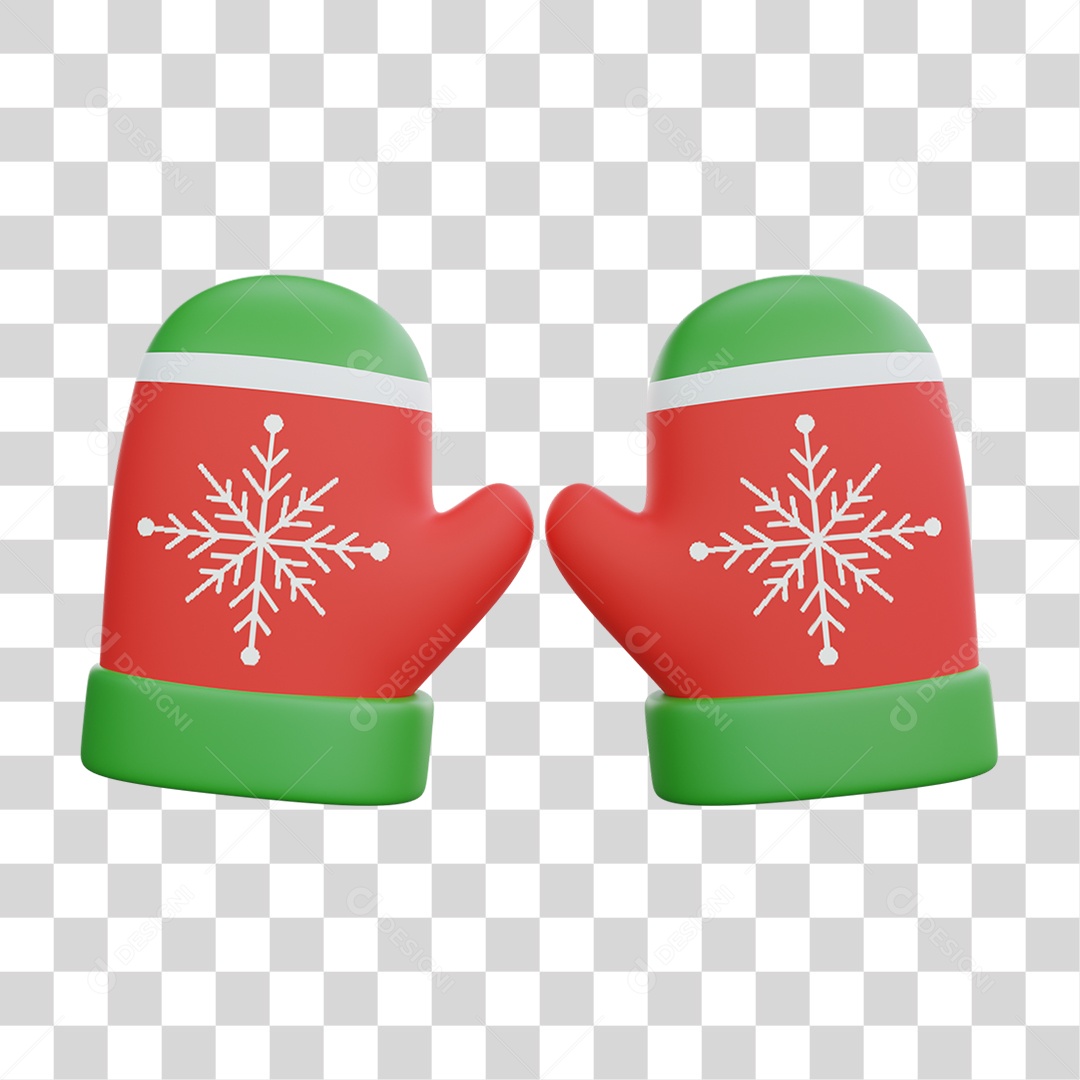 Elemento 3D Luvas de Natal Feliz Natal PNG Transparente