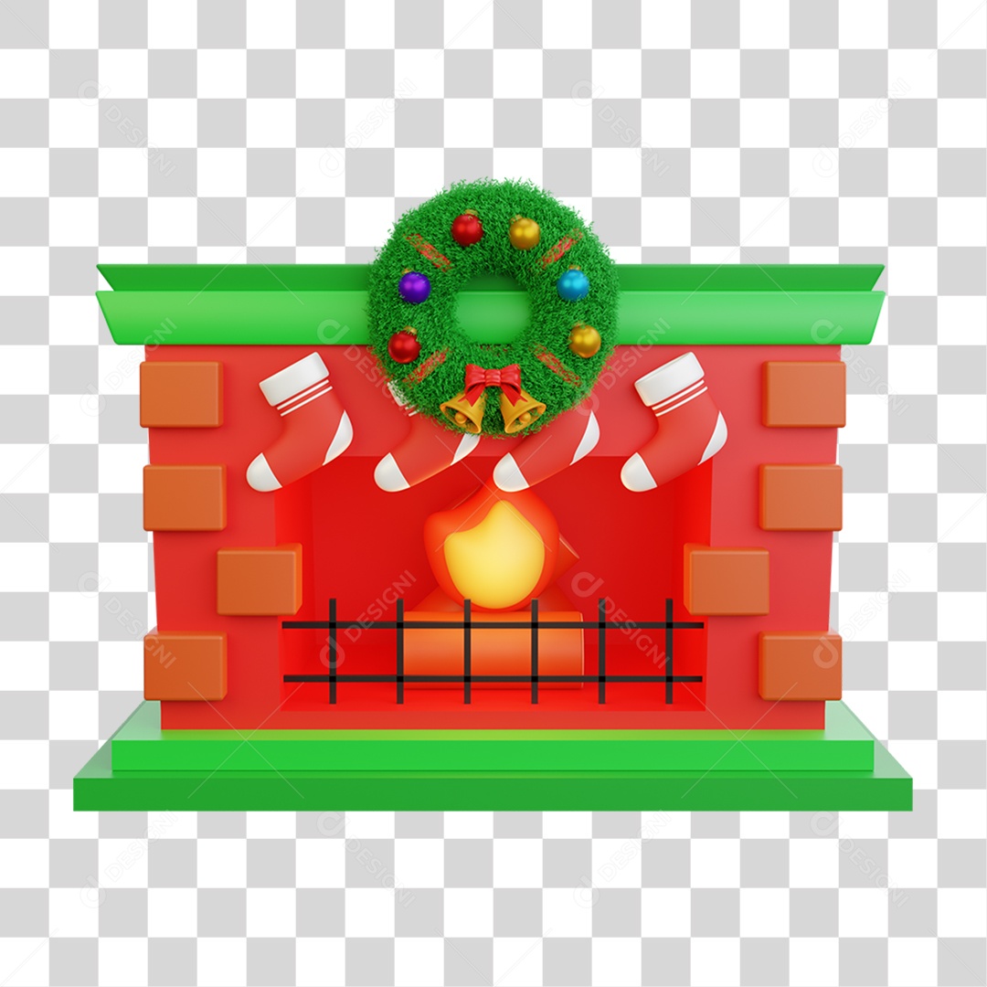 Elemento 3D lareira de Natal Feliz Natal PNG Transparente