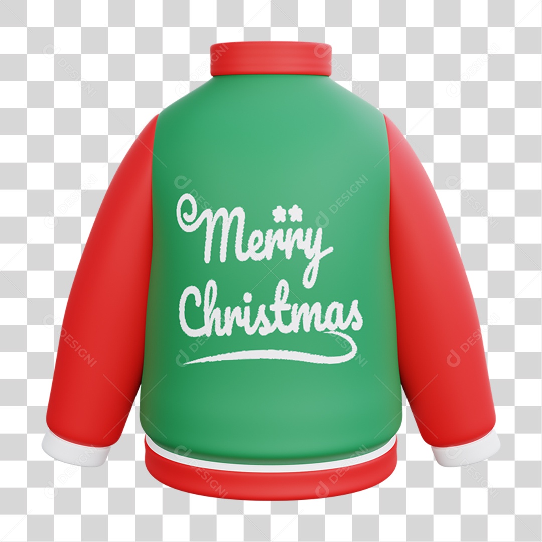 Elemento 3D Moletom de Natal Feliz Natal PNG Transparente