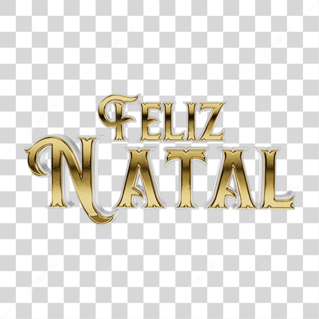 Texto 3D Feliz Natal em PNG Transparente